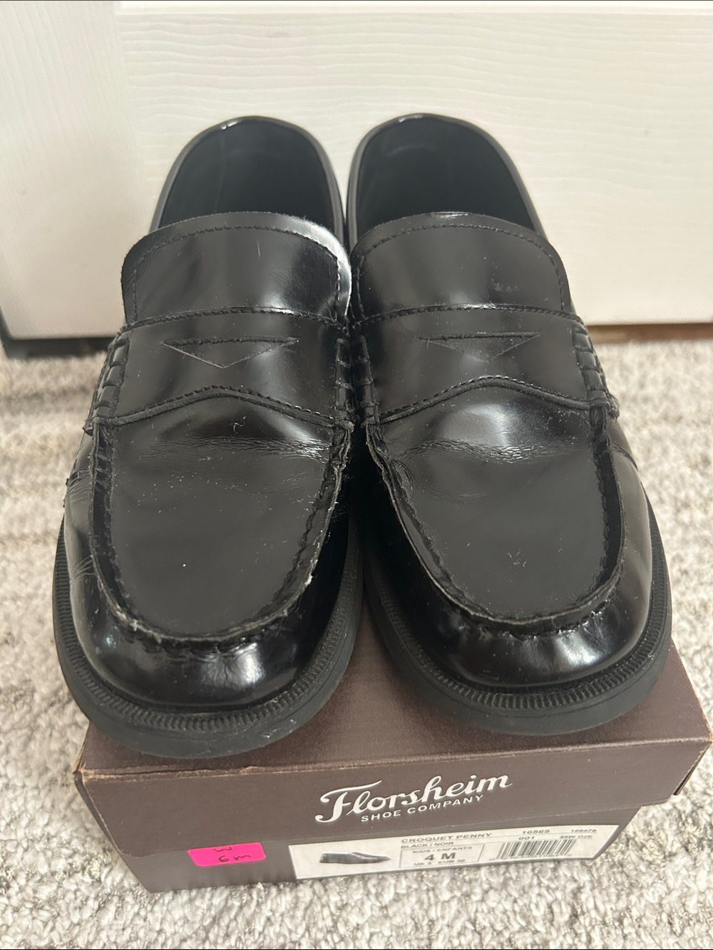 Florsheim Black Leather Croquet Penny Loafers
